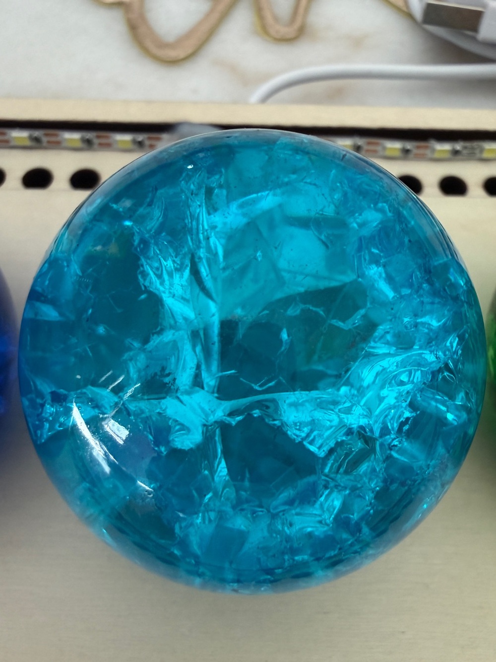 Blue Crackle Sphere Aura Crystal Ball approx 50mm Spiritual Awakening